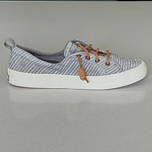 Sperry Memory Foam Gray/Whte  Striped Top-Siders Size 7M - Picture 14 of 16